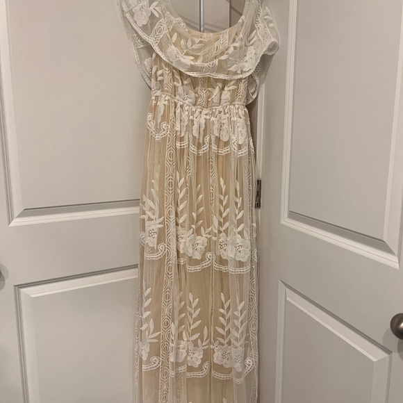 Baltic Born Cream Embroidered Lace Maxi Dress Romantic Boho - Picture 2 of 5
